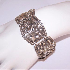 Mid Century Sterling Silver Link Bracelet - Ribbons Tied Up in Bows